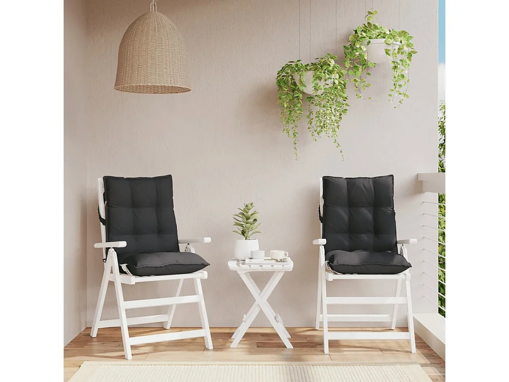 Cojines para silla con respaldo bajo 2 uds tela Oxford negro