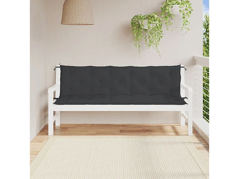 Almofadões banco jardim 2 pcs 180x50x7cm tecido oxford preto