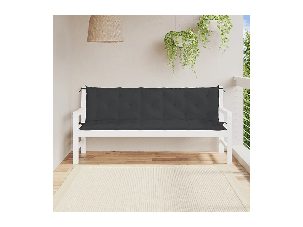 Coussins de banc jardin lot de 2 noir 180x50x7 cm tissu Oxford
