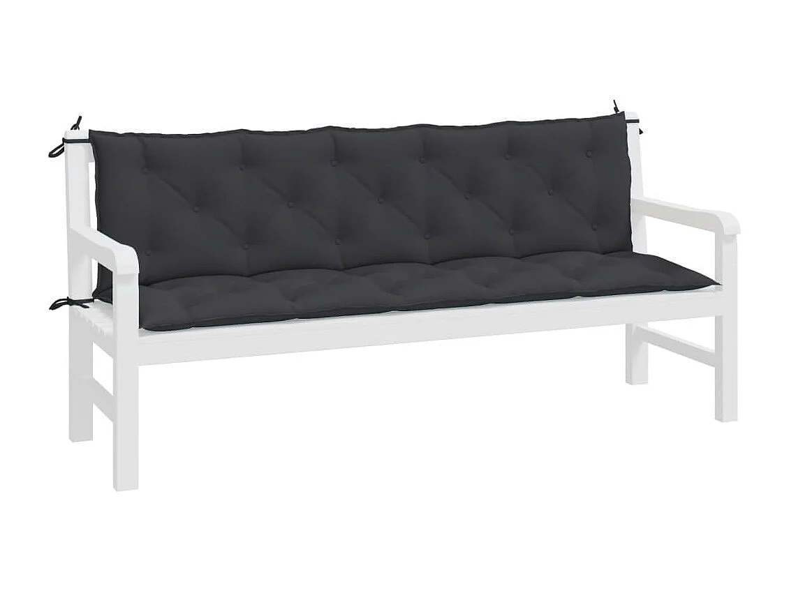 Coussins de banc jardin lot de 2 noir 180x50x7 cm tissu Oxford