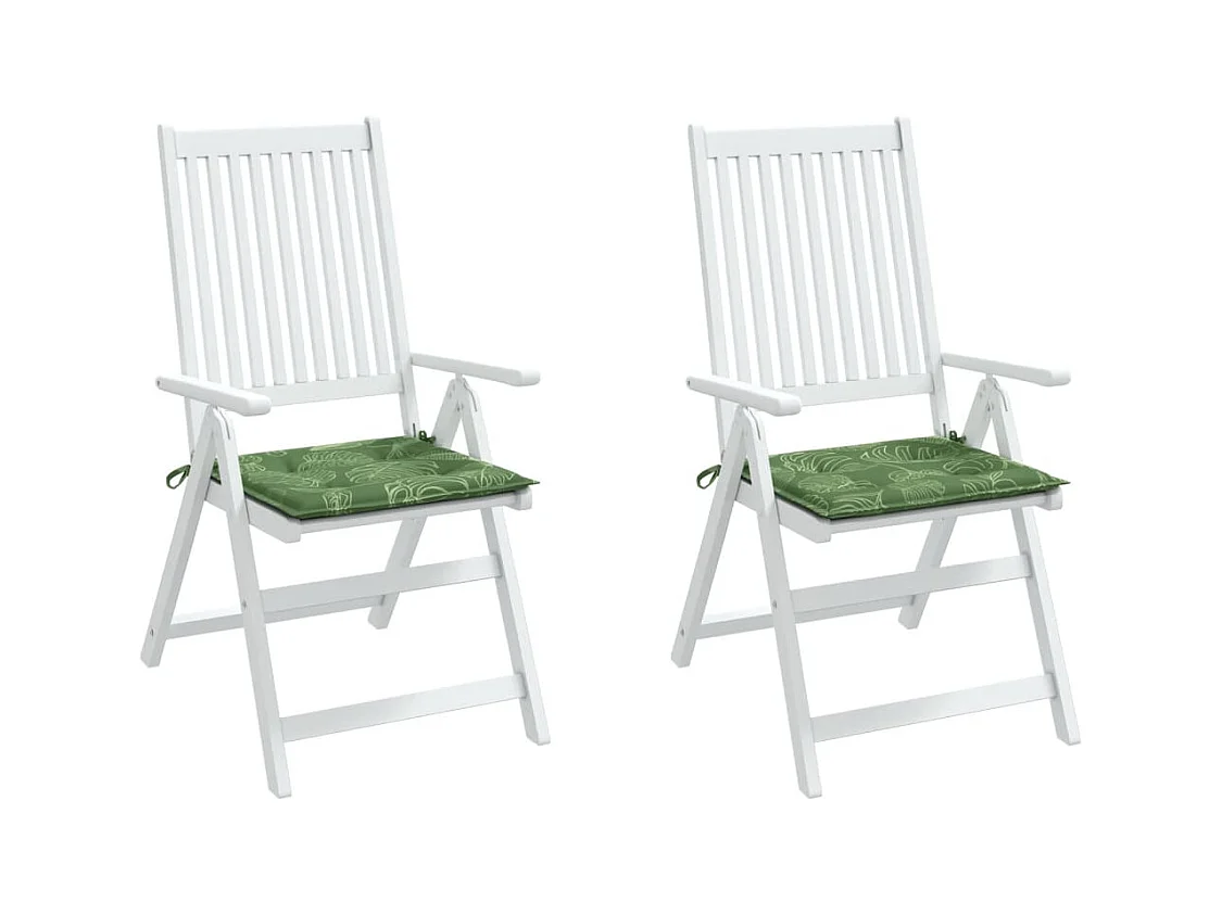 Coussins de chaise lot de 2 motif de feuilles 40x40x3 cm tissu