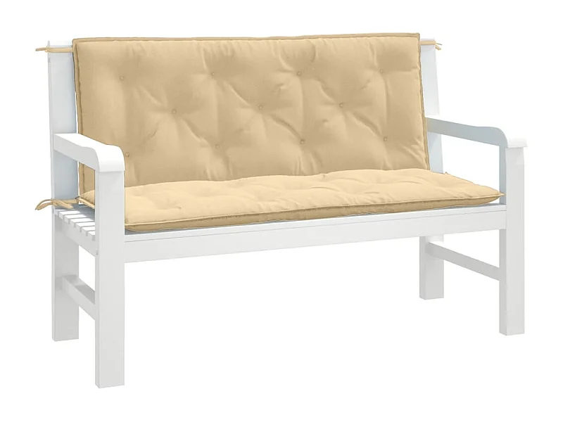 Cojines para banco jardín 2 uds tela beige melange 120x50x7 cm
