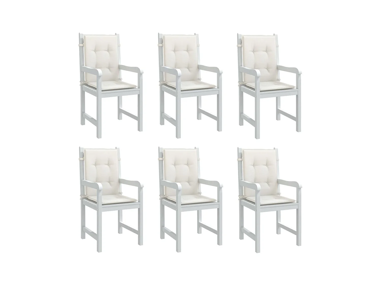 Coussins de chaise à dossier bas lot de 6 crème mélangé tissu