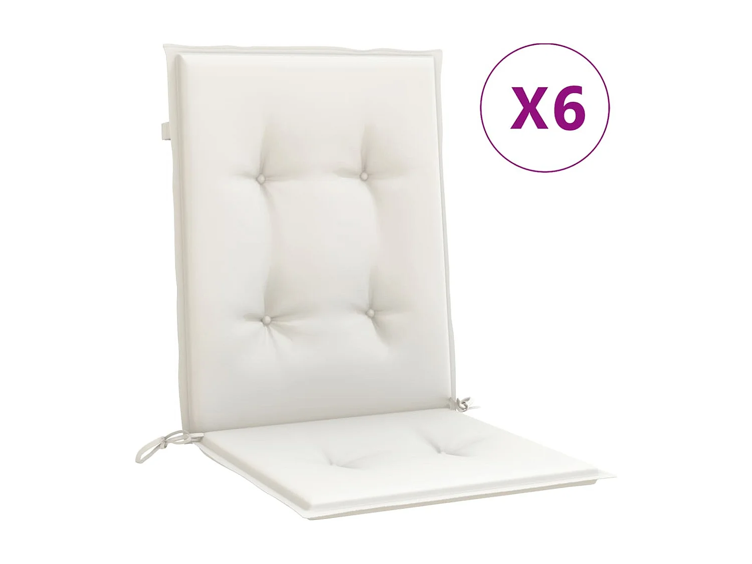 Cojines silla respaldo bajo 6 ud tela crema melange 100x50x4 cm