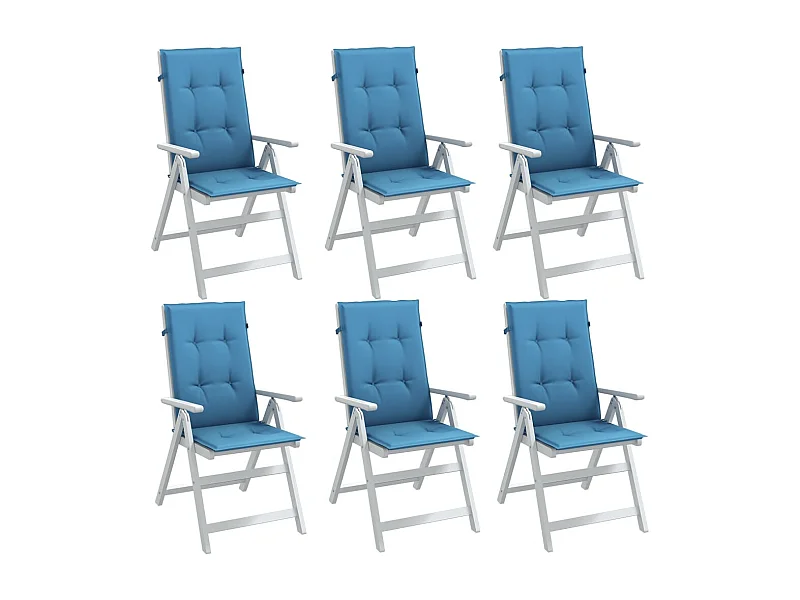 Coussins de chaise à dossier haut lot de 6 bleu mélangé tissu