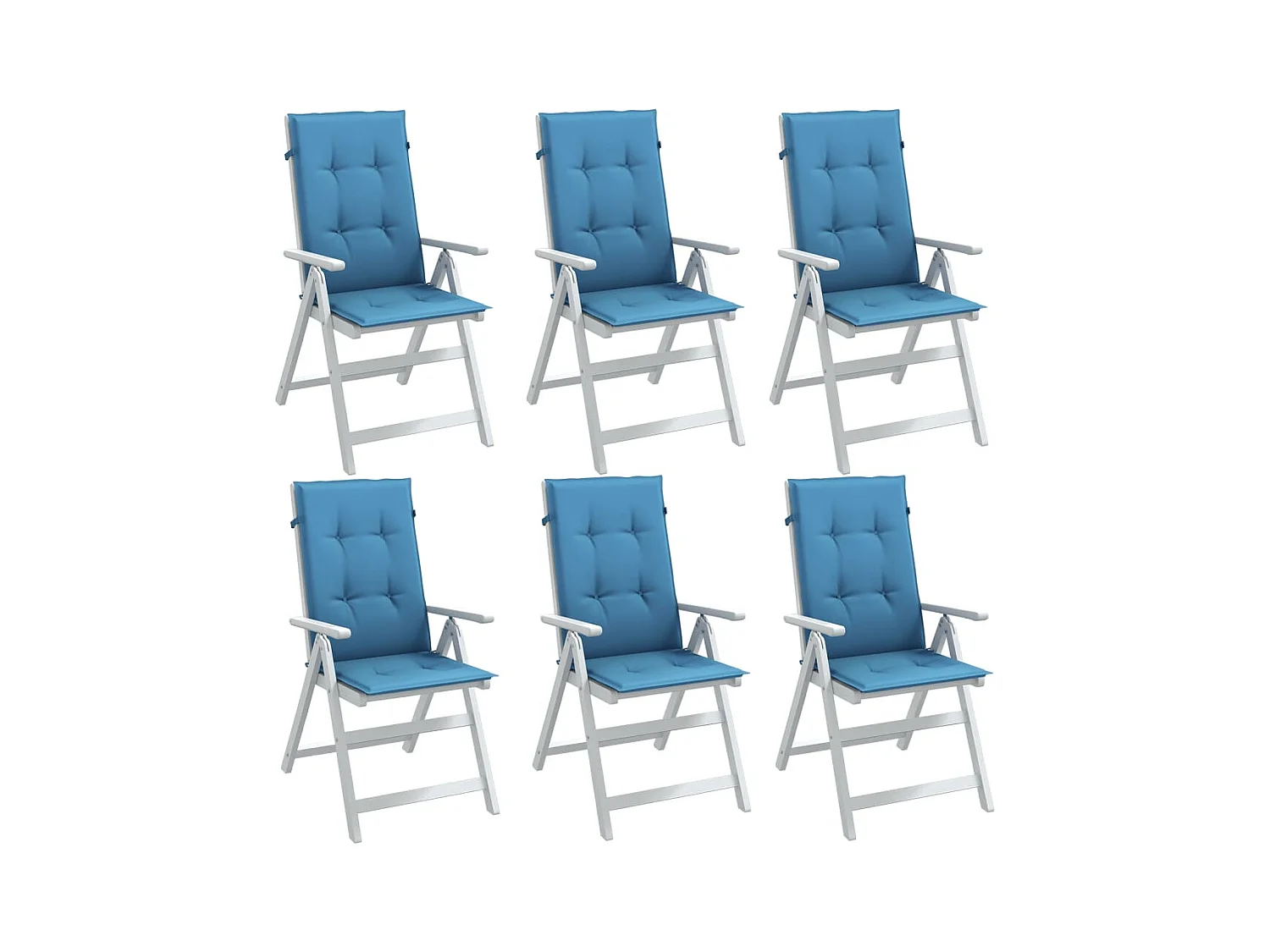 Coussins de chaise à dossier haut lot de 6 bleu mélangé tissu