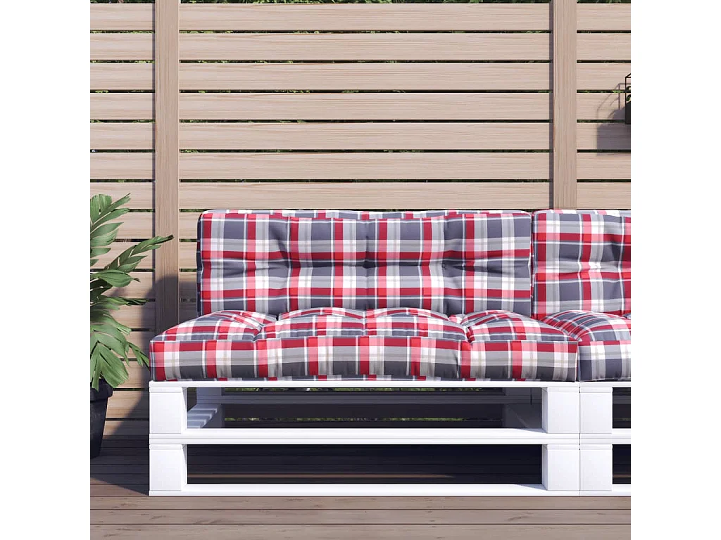 Palettenkissen Rot Karomuster 120x40x12 cm Stoff