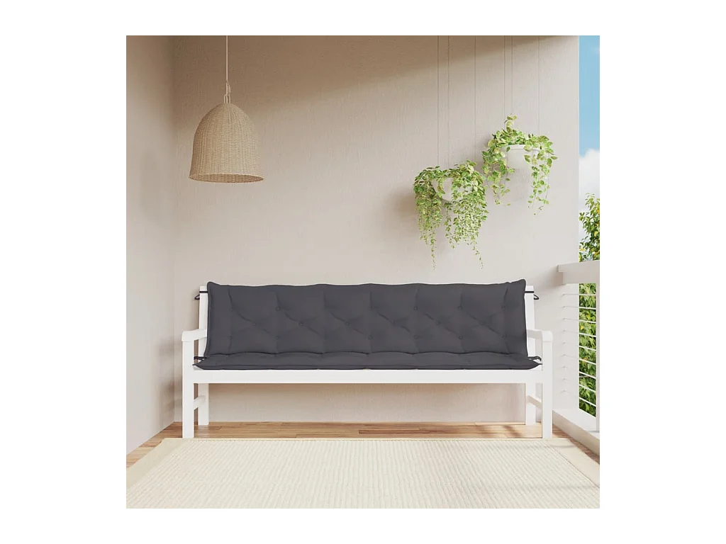 Tuinbankkussens 2 st 200x50x7 cm oxford stof antracietkleurig