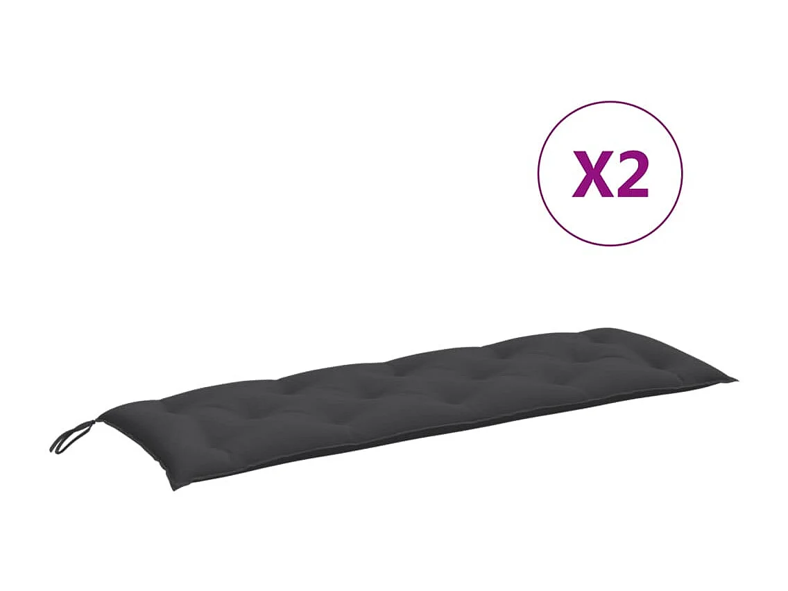 Coussins de banc de jardin lot de 2 anthracite mélangé tissu