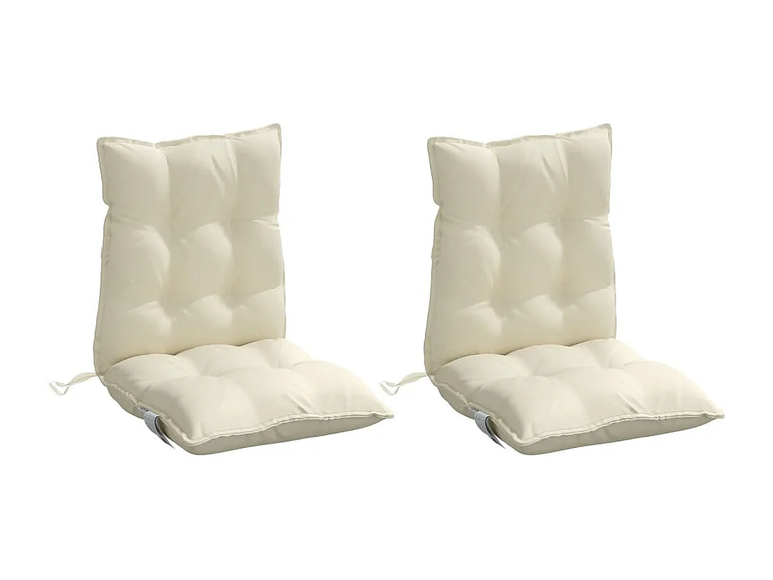 Almofadões cadeira encosto baixo 2 pcs tecido oxford creme
