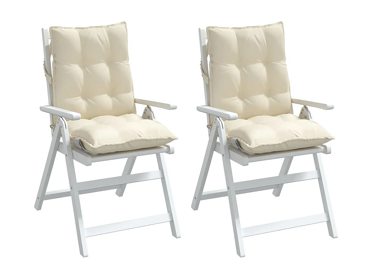 Almofadões cadeira encosto baixo 2 pcs tecido oxford creme