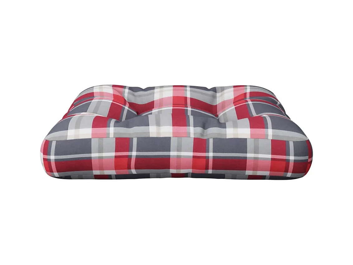 Palletkussen 50x50x12 cm stof ruitpatroon rood