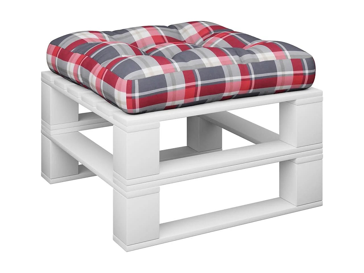 Palletkussen 50x50x12 cm stof ruitpatroon rood