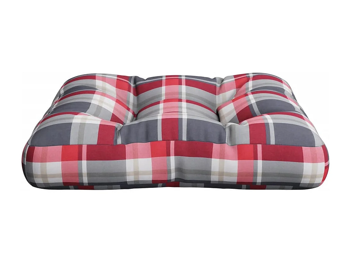 Palletkussen 50x50x12 cm stof ruitpatroon rood