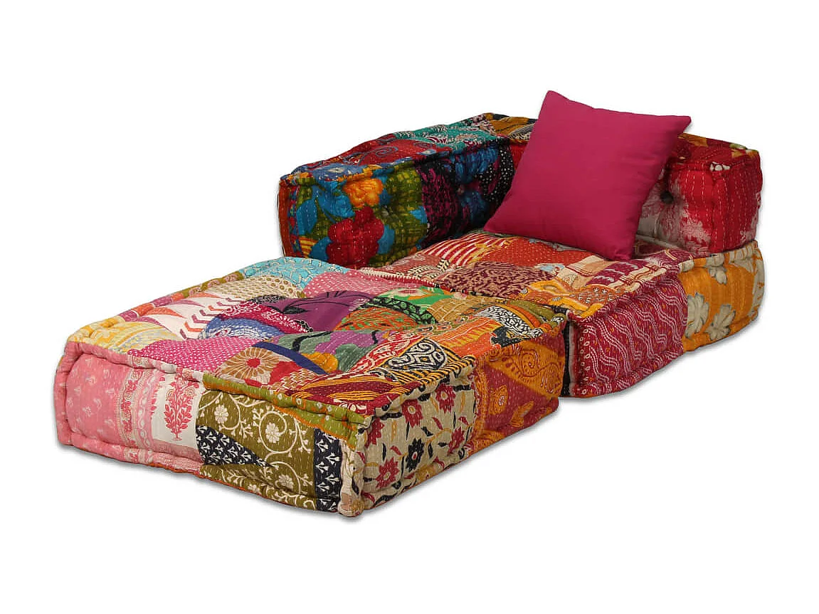 Pouf modulaire à 4 places Patchwork Tissu