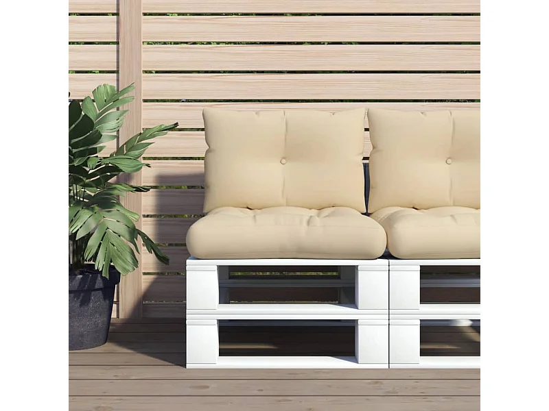 Coussins de palette lot de 2 beige tissu