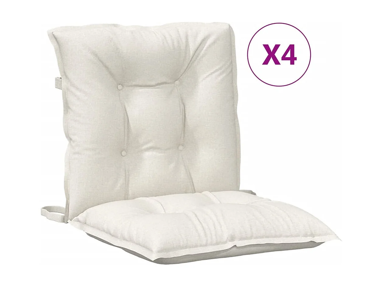 Niedriglehner-Auflagen 4 Stk. Melange Creme 100x50x7 cm Stoff