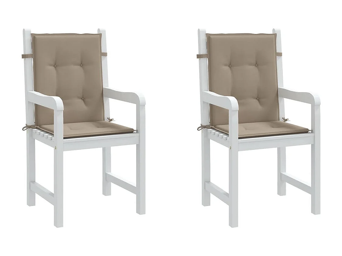 Coussins de chaise de jardin à dossier bas lot de 2 taupe