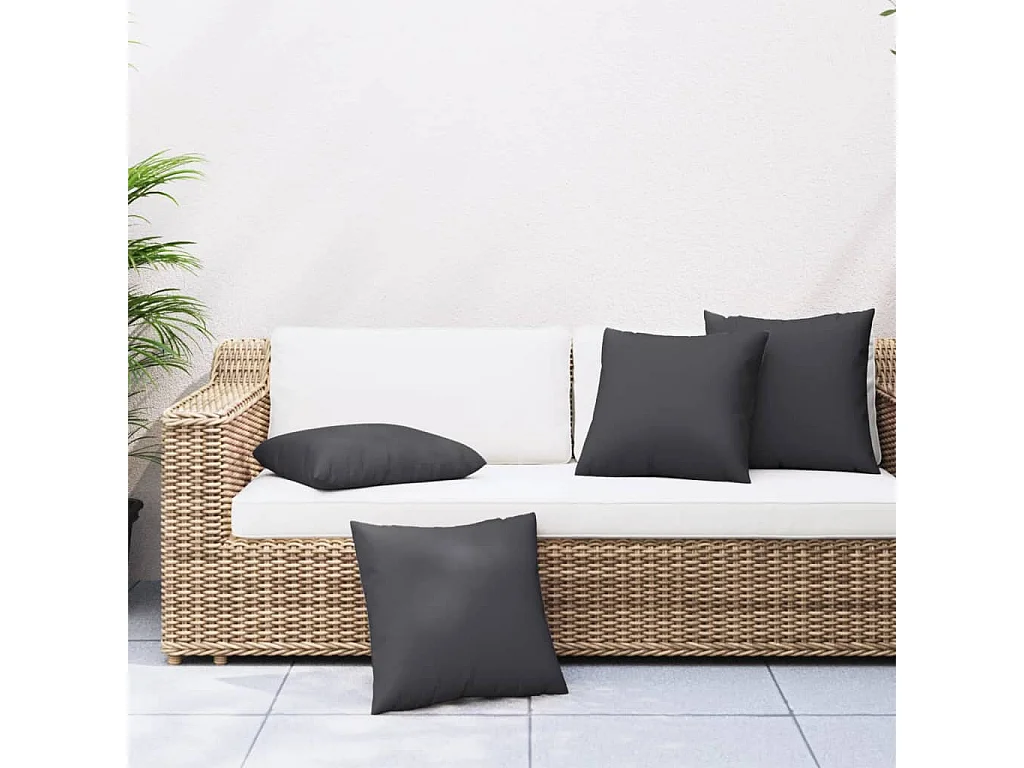 Coussins de canapé lot de 4 noir 50x50 cm tissu