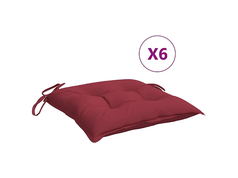 Cojines de palets de jardín 6 uds Oxford rojo tinto 50x50x7 cm