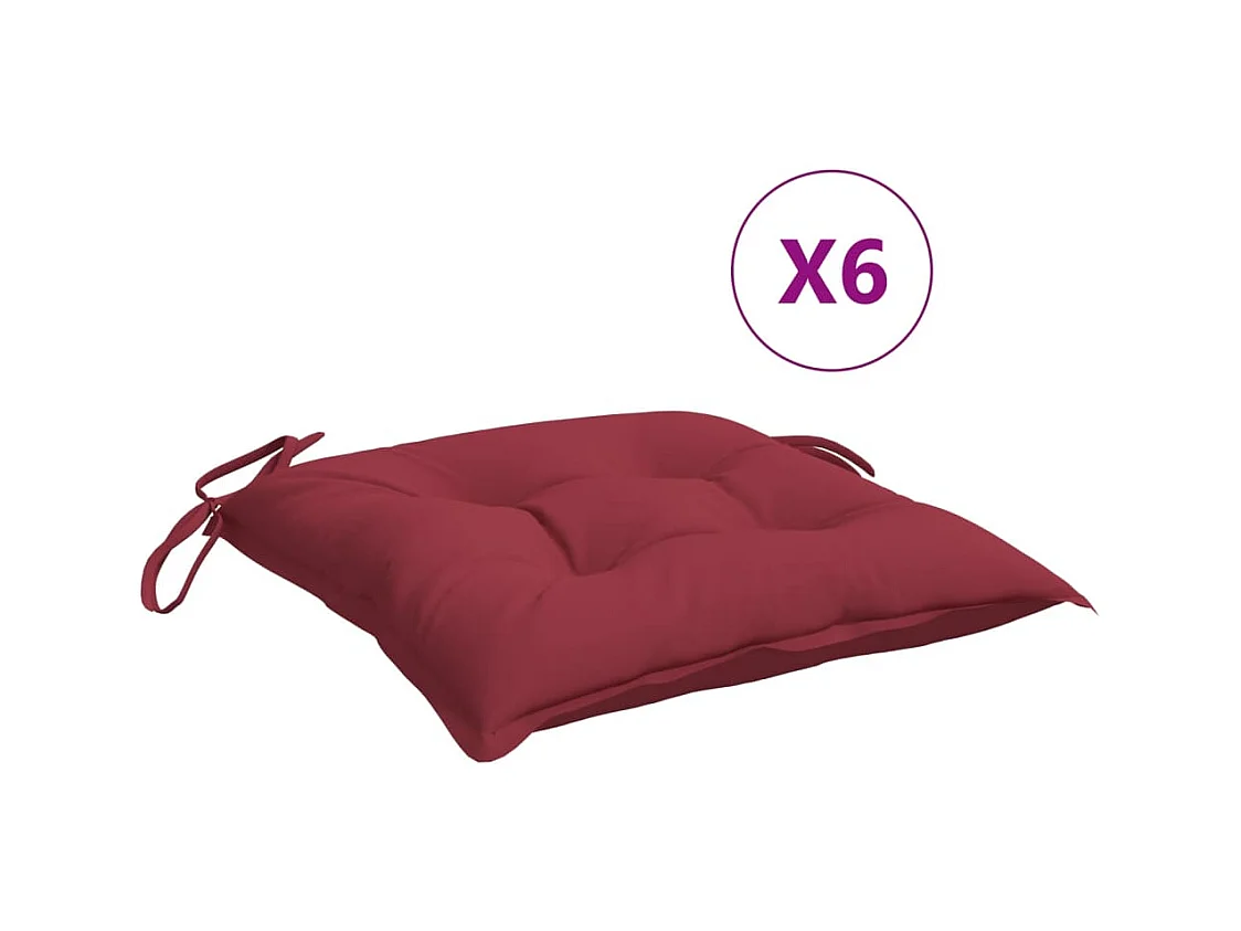 Coussins de palette lot de 6 rouge bordeaux 50x50x7 cm