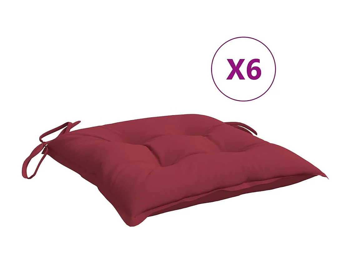 Coussins de palette lot de 6 rouge bordeaux 50x50x7 cm