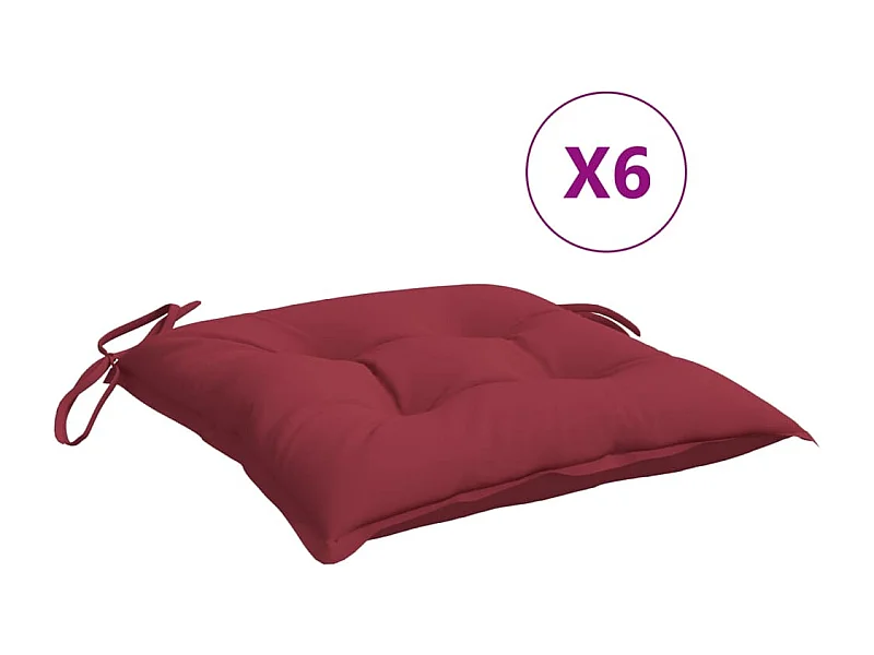 Coussins de palette lot de 6 rouge bordeaux 50x50x7 cm
