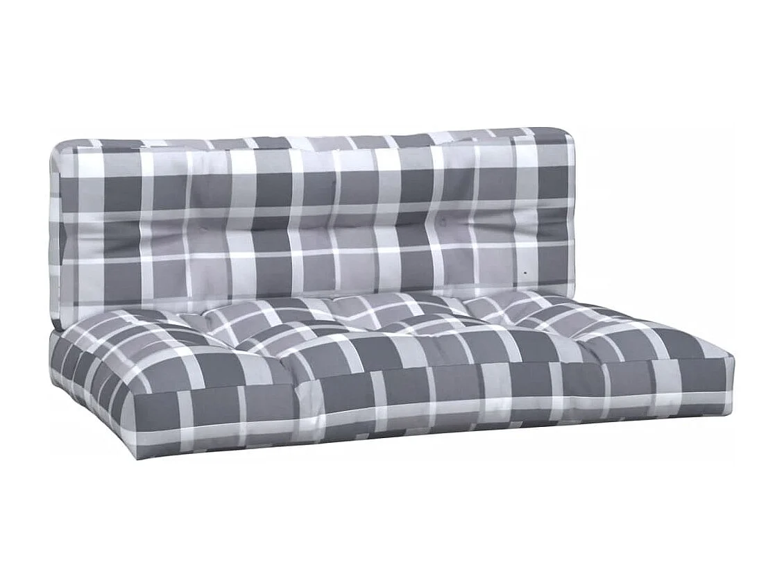 Coussins de palette lot de 2 motif à carreaux gris tissu