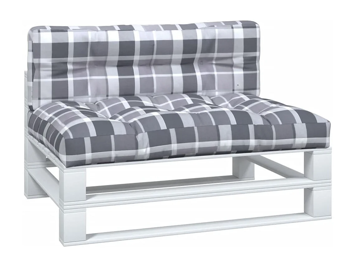 Coussins de palette lot de 2 motif à carreaux gris tissu