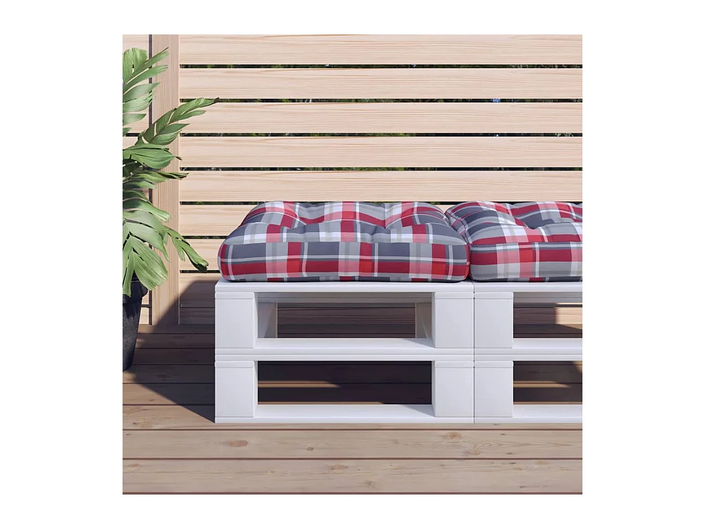 Coussin de palette carreaux rouges 58x58x10 cm tissu