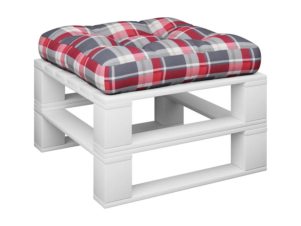 Coussin de palette carreaux rouges 58x58x10 cm tissu