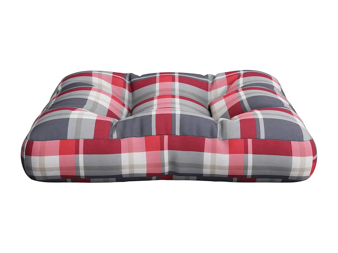 Coussin de palette carreaux rouges 58x58x10 cm tissu