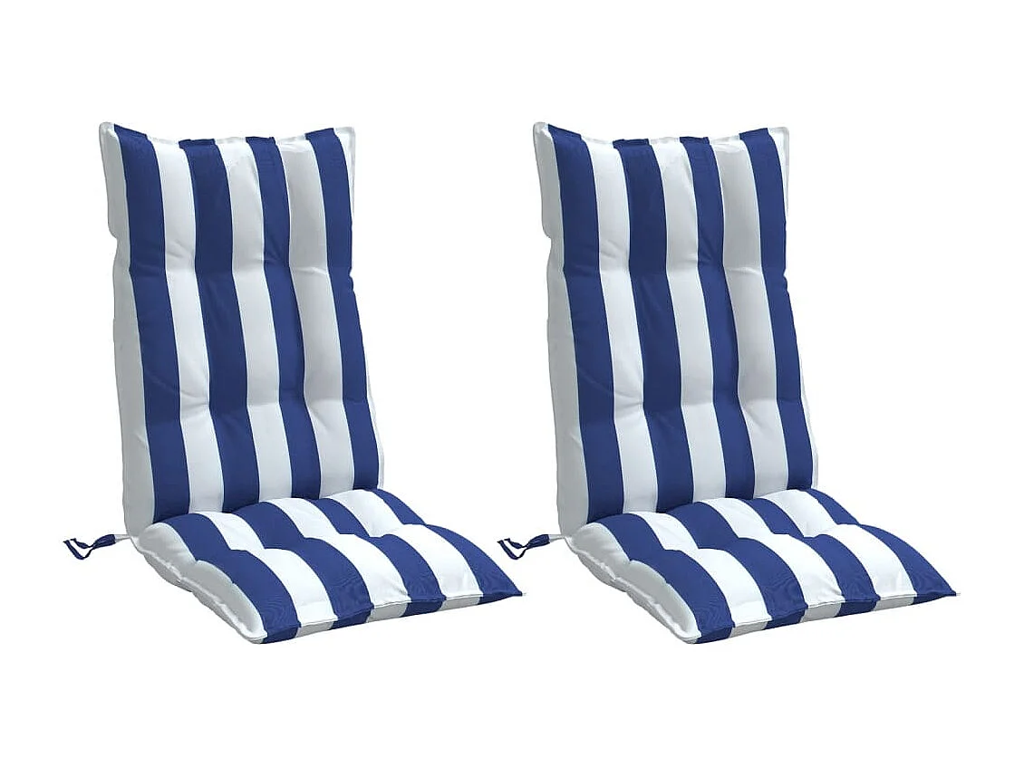 Coussins de chaise à dossier haut lot de 2 rayures bleu/blanc