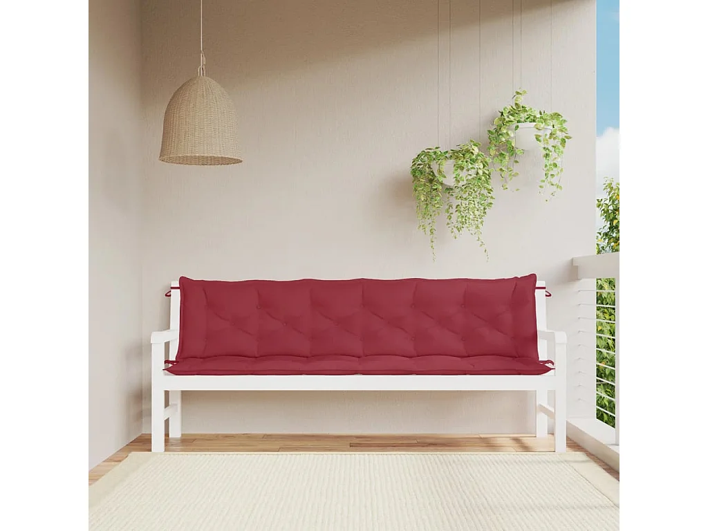 Coussins de banc de jardin lot de 2 rouge bordeaux tissu Oxford