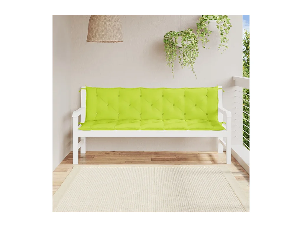 Cuscini per Panca 2 pz Verde Intenso 180x50x7 cm Tessuto Oxford