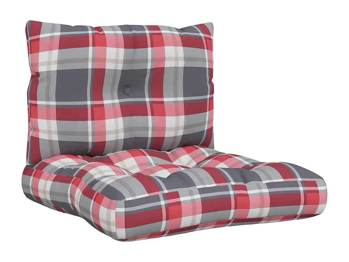 Coussins de palette lot de 2 motif à carreaux rouge tissu