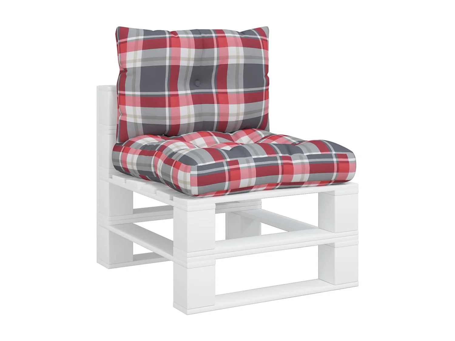 Coussins de palette lot de 2 motif à carreaux rouge tissu