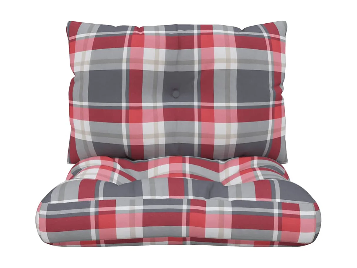 Coussins de palette lot de 2 motif à carreaux rouge tissu