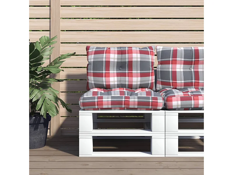 Coussins de palette lot de 2 motif à carreaux rouge tissu