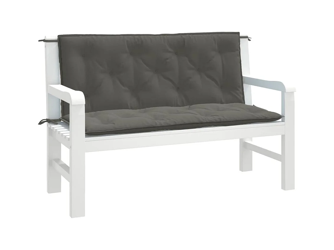 Tuinbankkussens 2 st 120x50x7 cm stof gemêleerd donkergrijs
