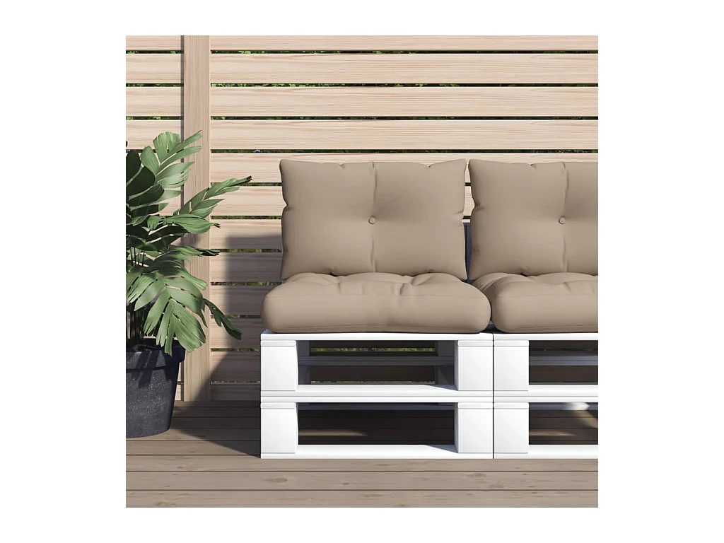 Coussins de palette lot de 2 taupe tissu