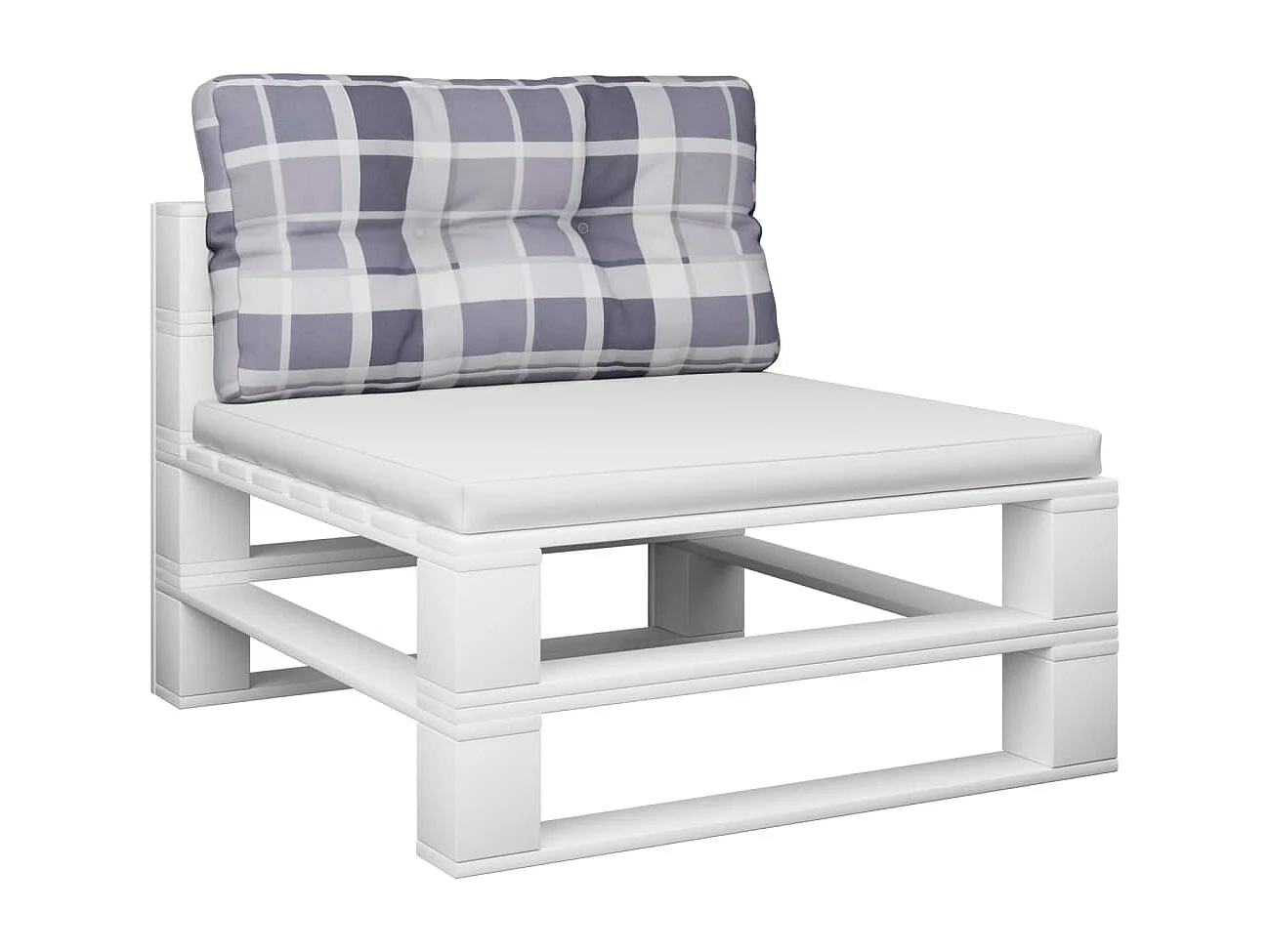 Palettenkissen Grau Kariert 70x40x12 cm Stoff