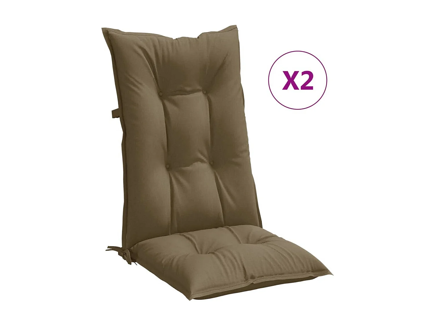 Coussins de chaise à dossier haut lot de 2 taupe mélangé tissu