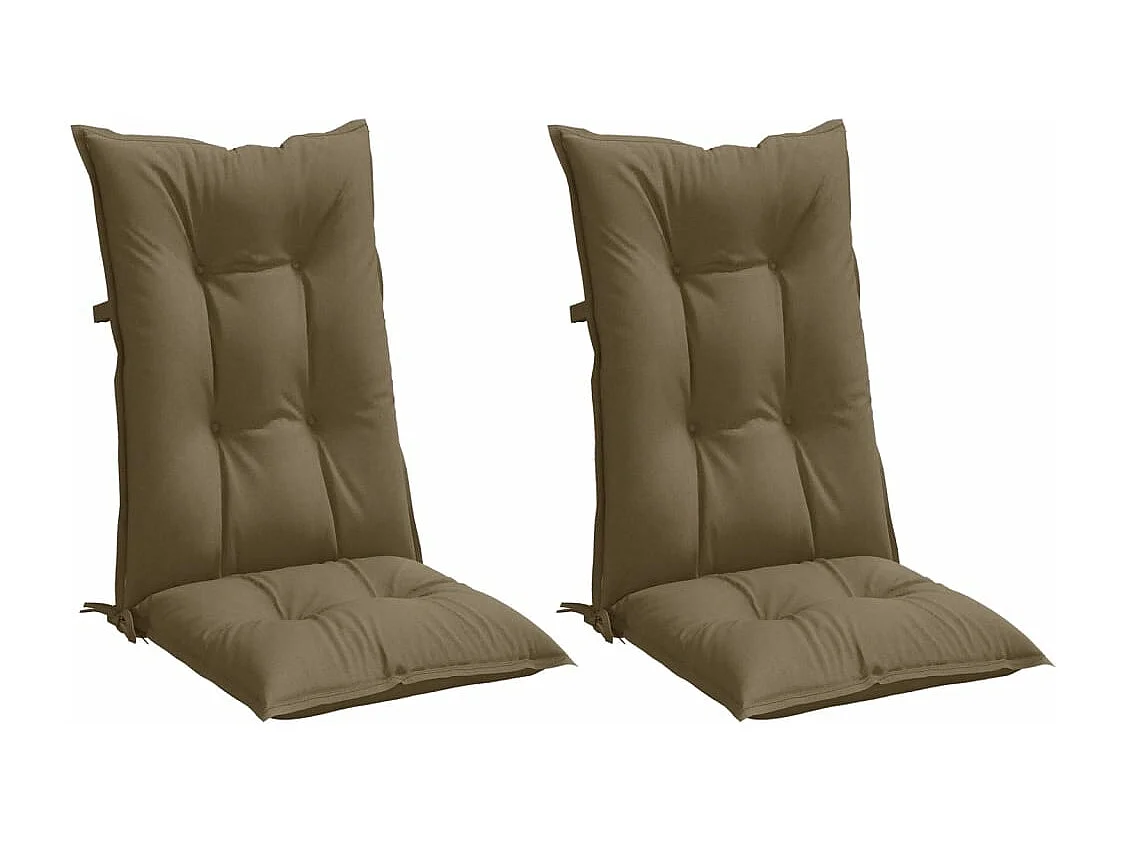 Coussins de chaise à dossier haut lot de 2 taupe mélangé tissu