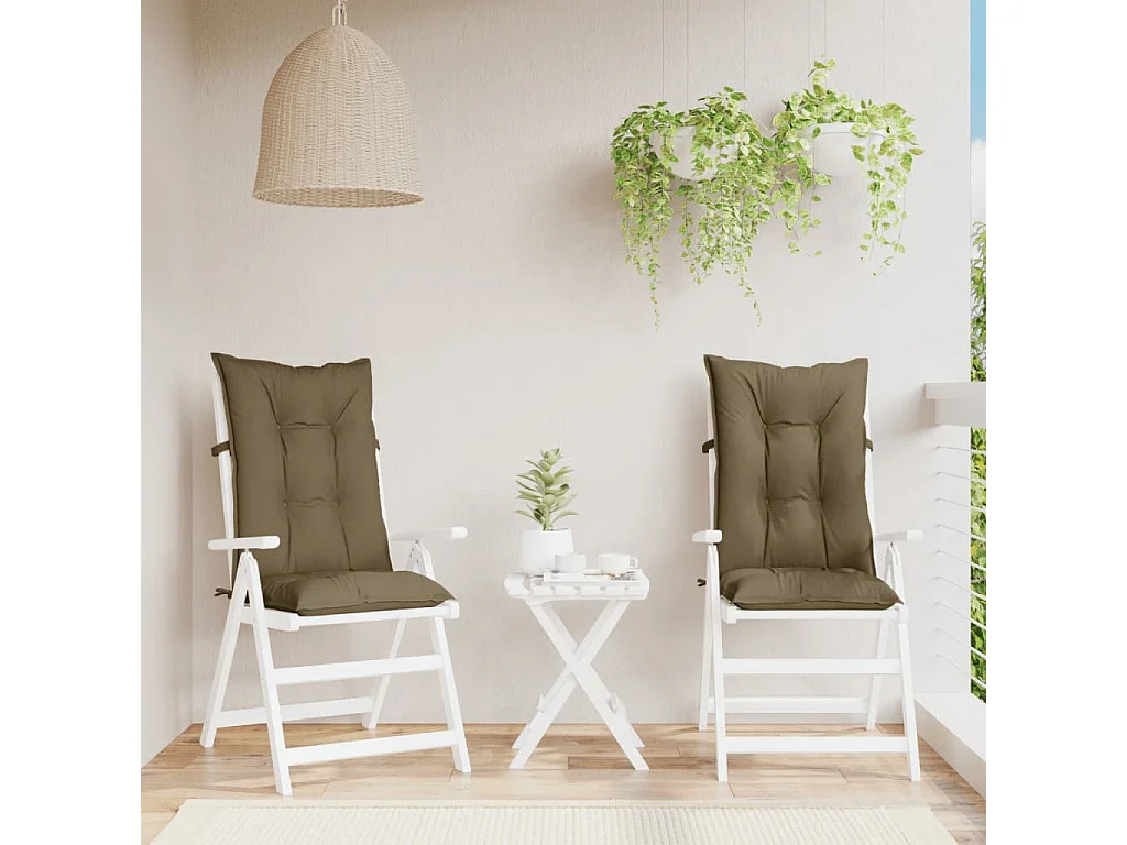 Coussins de chaise à dossier haut lot de 2 taupe mélangé tissu