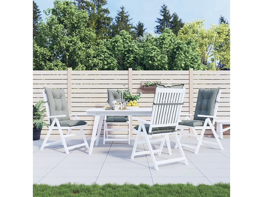 Cojines para silla respaldo alto 4 uds tela gris claro melange