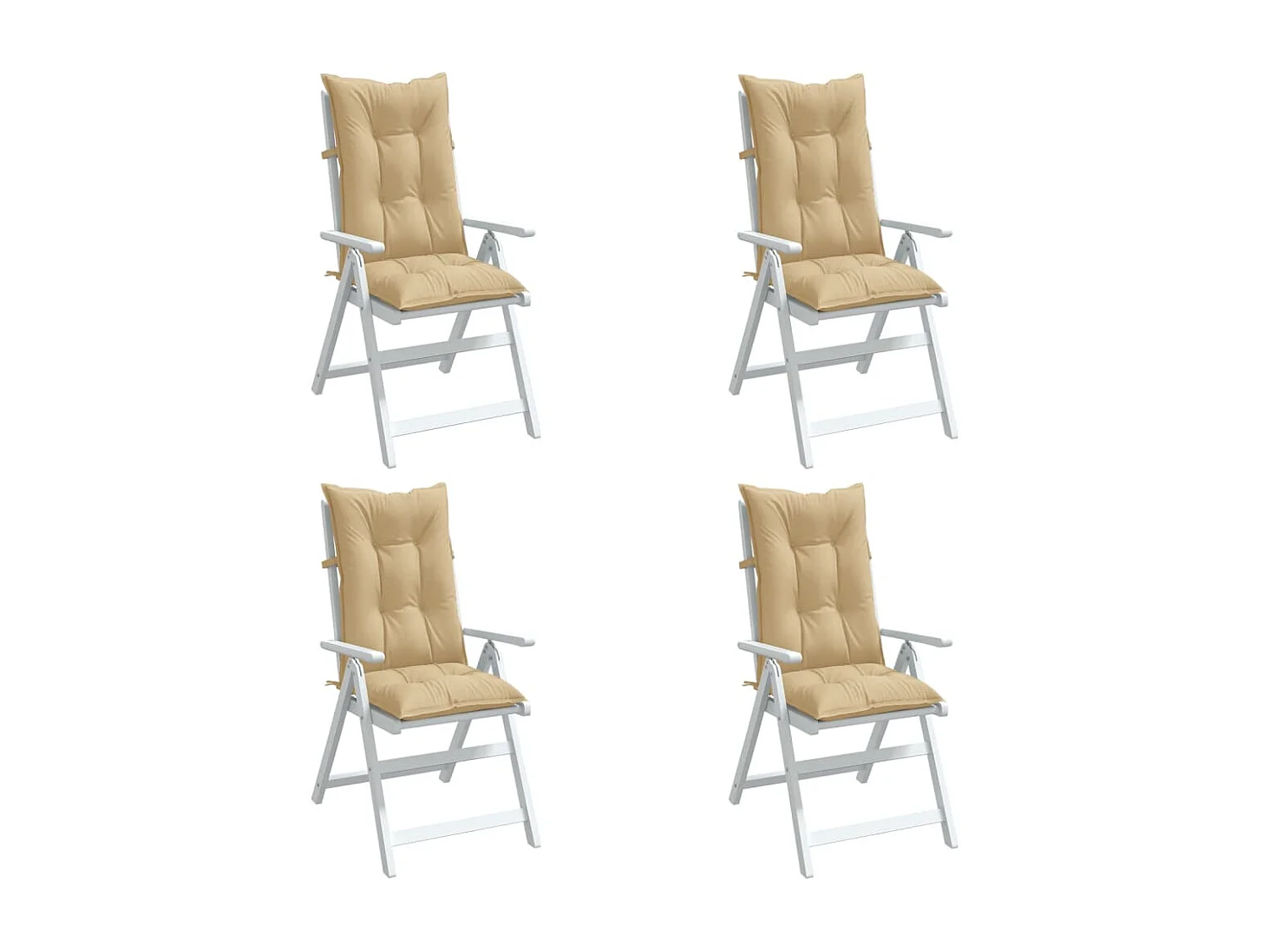 Coussins de chaise à dossier haut lot de 4 beige mélangé tissu