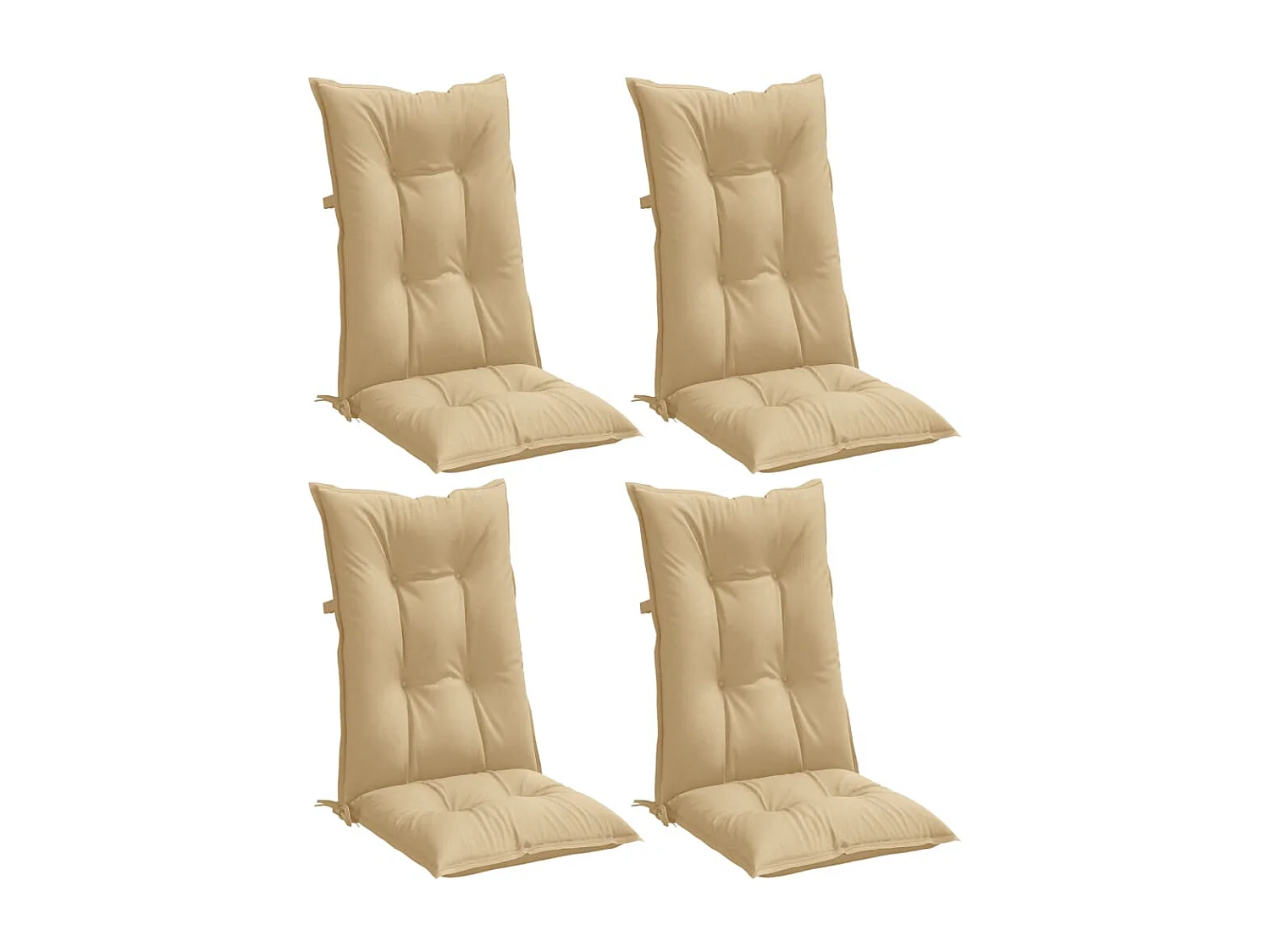 Coussins de chaise à dossier haut lot de 4 beige mélangé tissu