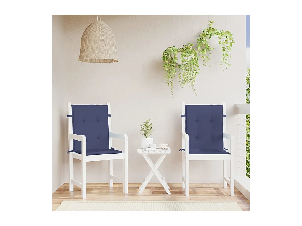 Coussins de chaise à dossier bas lot de 2 bleu marine tissu