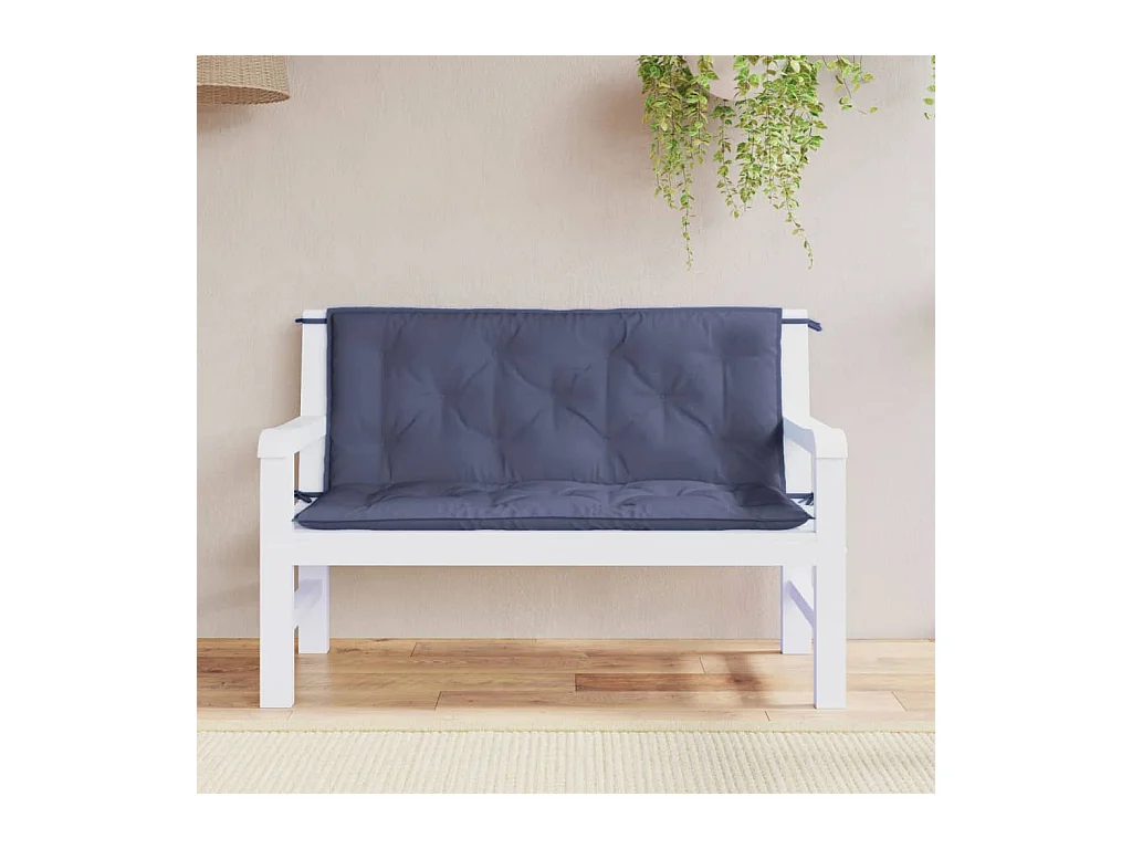 Coussins de banc de jardin lot de 2 bleu marine 120x50x7 cm